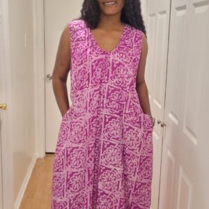 Radiant Pink Pattern Maxi Dress